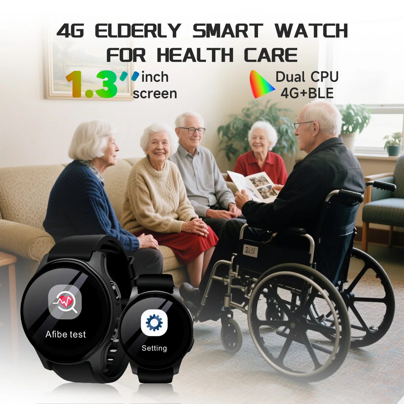 4G GPS Smart Watch for Elderly Fall Detection Tracking