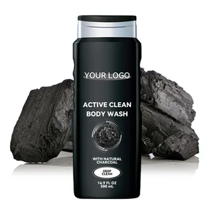 Men's Skin Care Purifying Body Cleanser Activated Charcoal Shower Gel with Deep Cleansing Detoxifying Exfoliating Properties