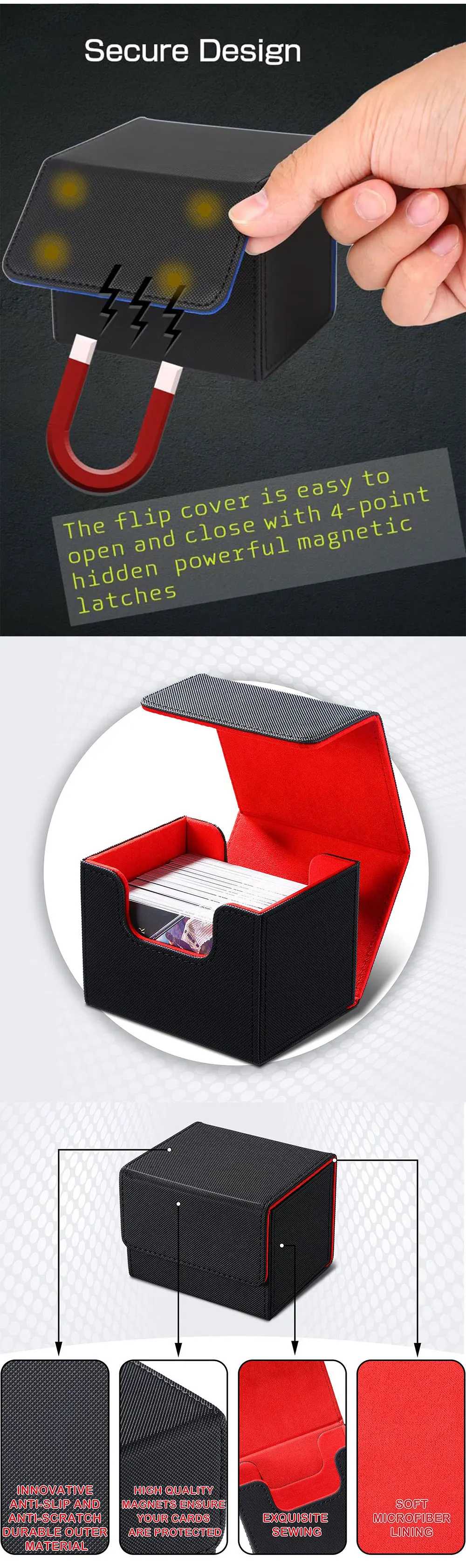 Hot Sale Card Deck Boxes With Locking Horizontal Trading Card