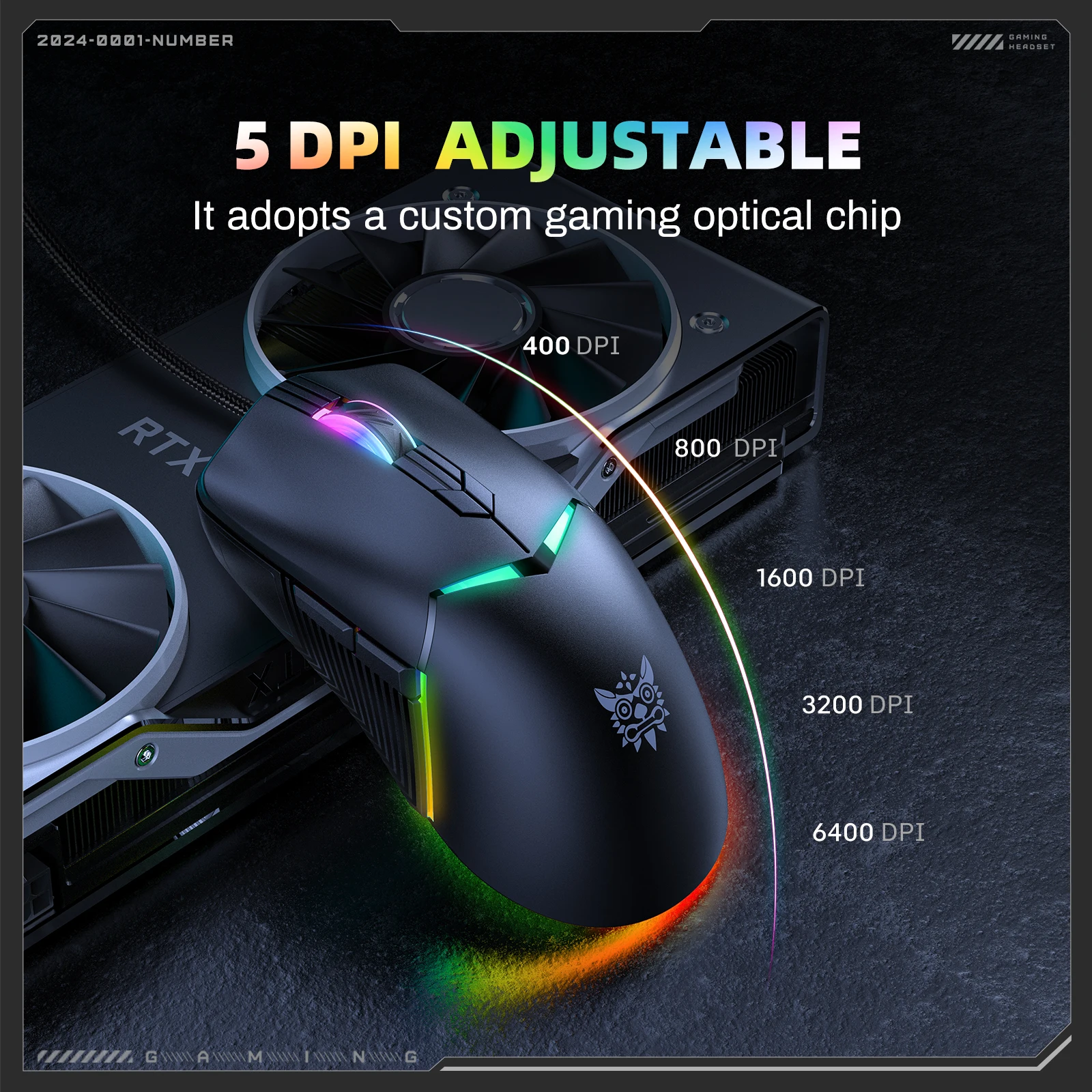 ONIKUMA CW929 Wired RGB Gaming Mouse - Ergonomic Design, Optical
