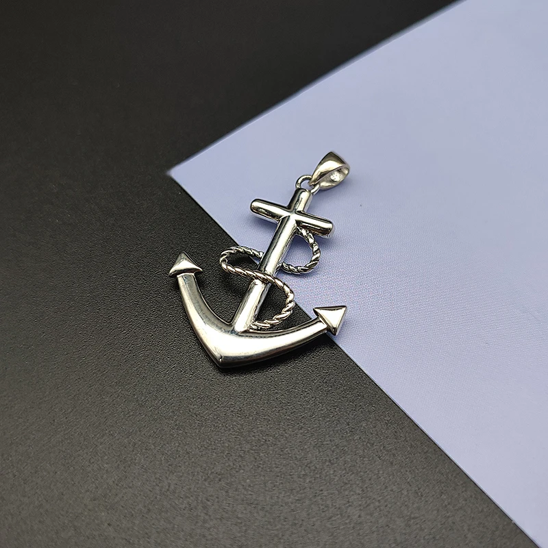 S925 Sterling Silver Cross with Anchor Pendant for Men & Women