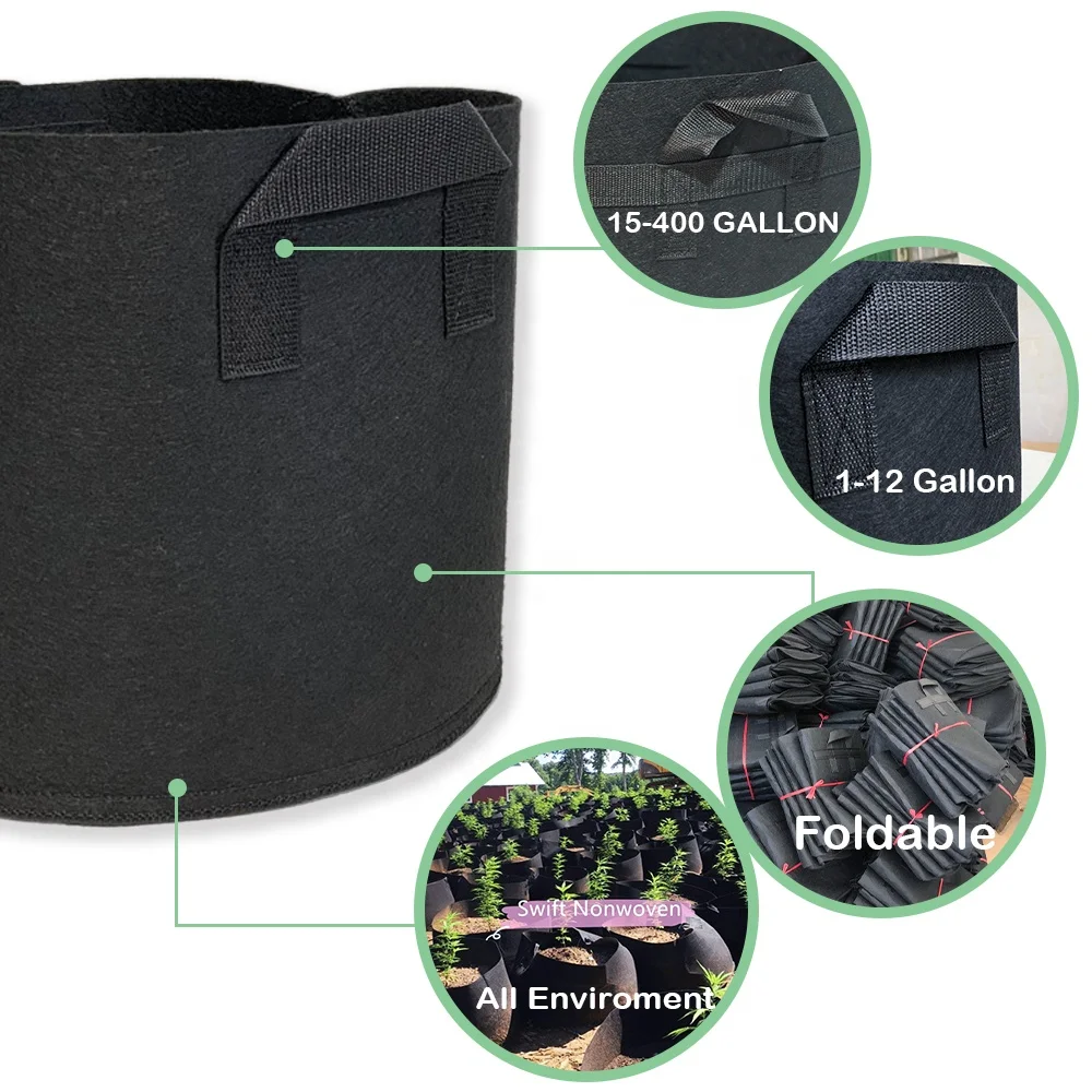 1-20 gallon Plant Bags Grow Bags Aeration Fabric Pots Tree Pots