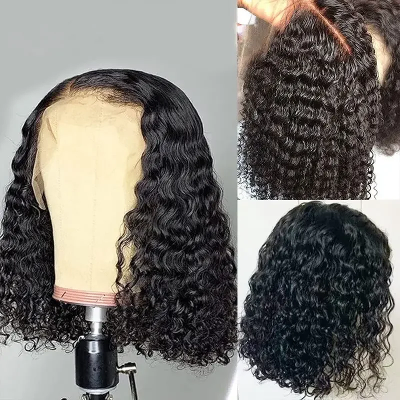 180% Short Bob Water Wave Lace Front Wig_voghion.com