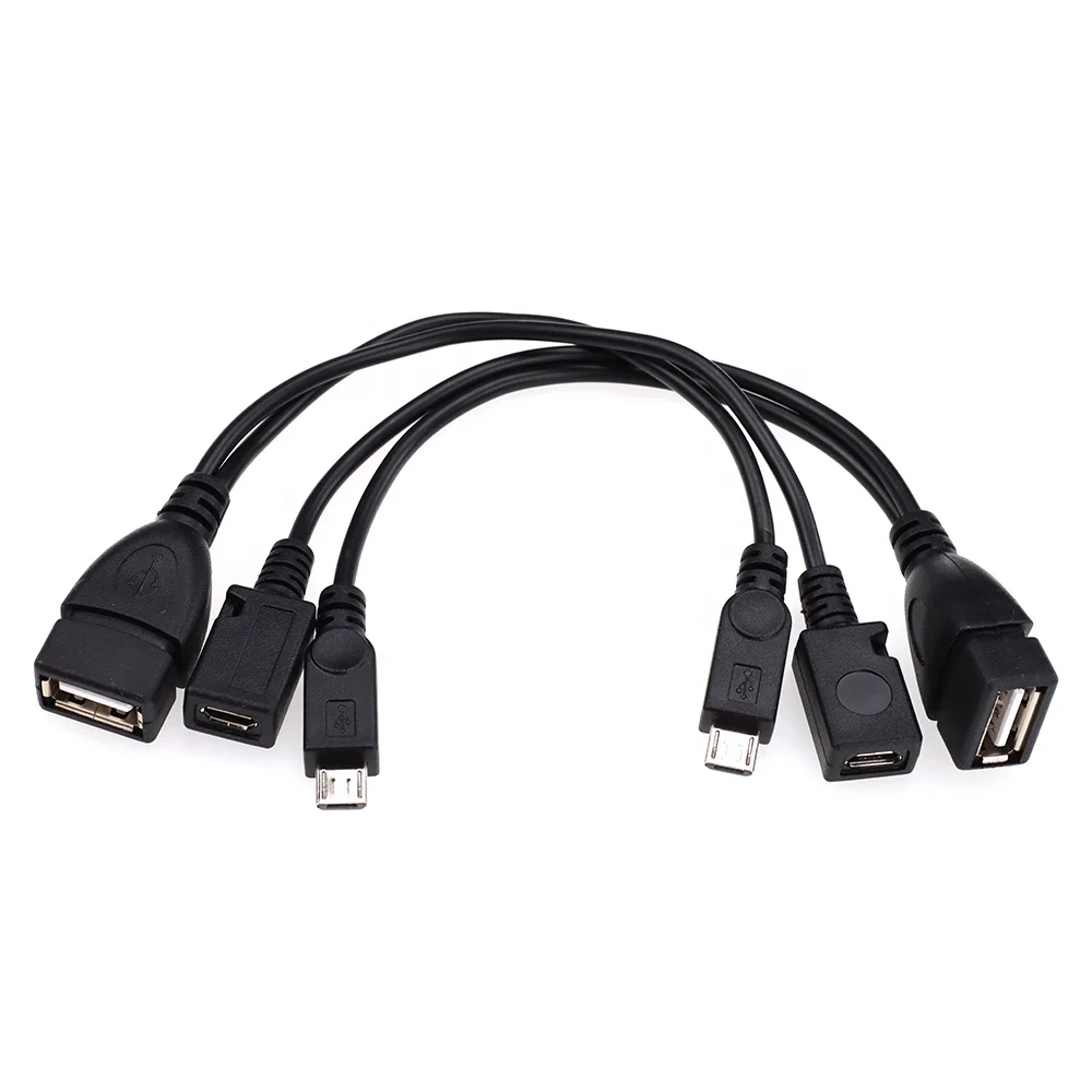 USB 2.0 A Female To Micro USB Male OTG Adapter Cable | 3-Port Host Connector For Android