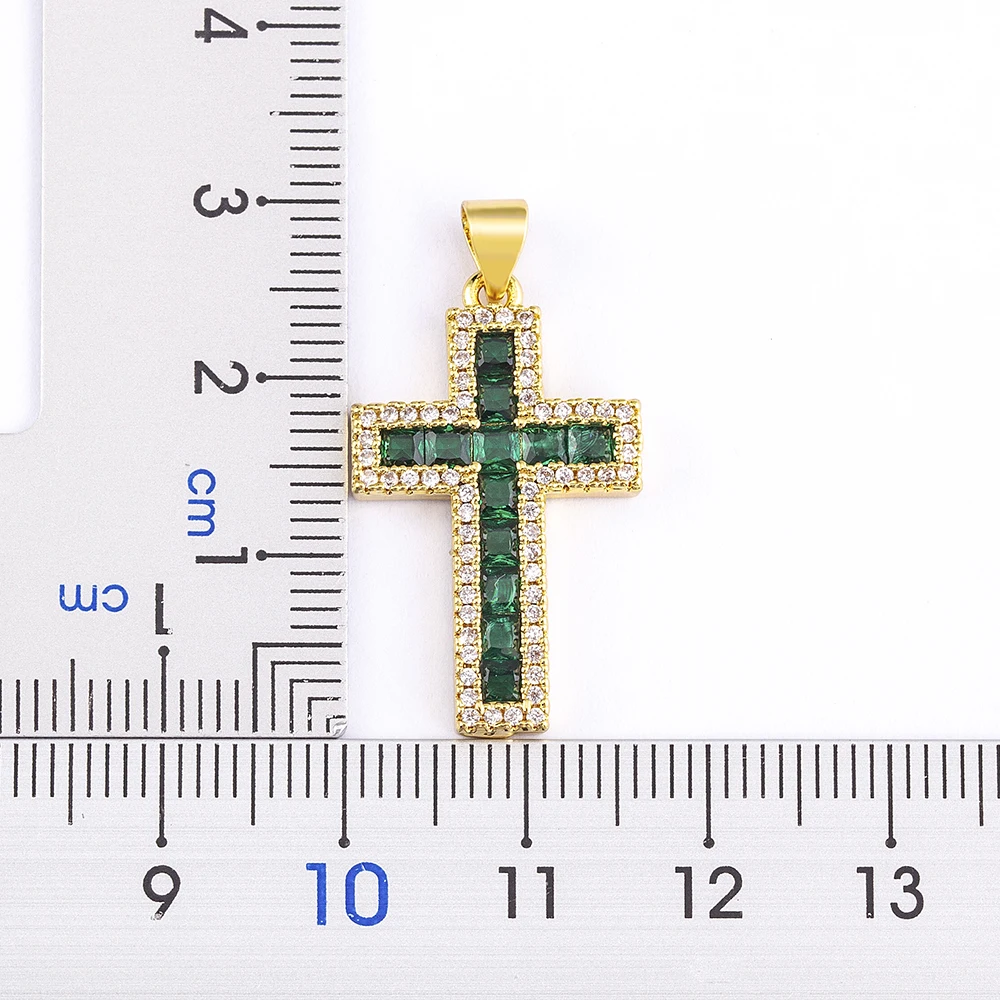 QIKU 6 Colors Rhinestone Cross Shape Pendant Necklace Copper Zircon Chain Choker Religious Pray Jewelry Women Gift Dropshipping