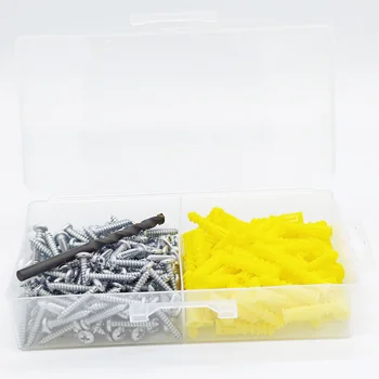 Plastic Anchor Set with 100 Plastic Anchors, 100 Self Tapping Screws and 1PC Masonry Drill Bit