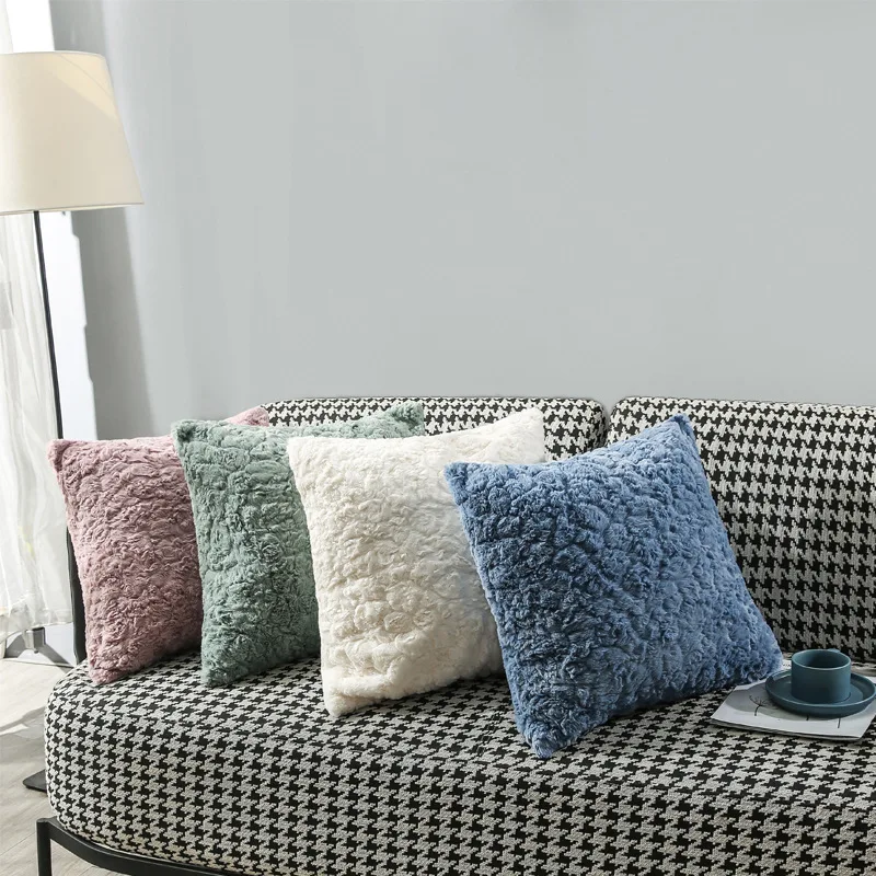 Aoyatex super soft solid color embossed plush throw pillow indoor decorate cushion