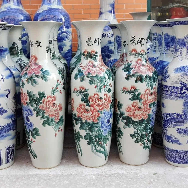 Jingdezhen Blue And White Ceramic Floor Vase Handmade Unique Tall Floor