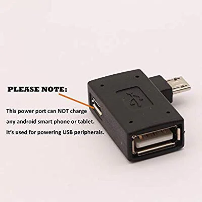 2 in 1 Micro Usb Otg Adapter 90 Degree Right Angled with Micro Usb Power Charging Port