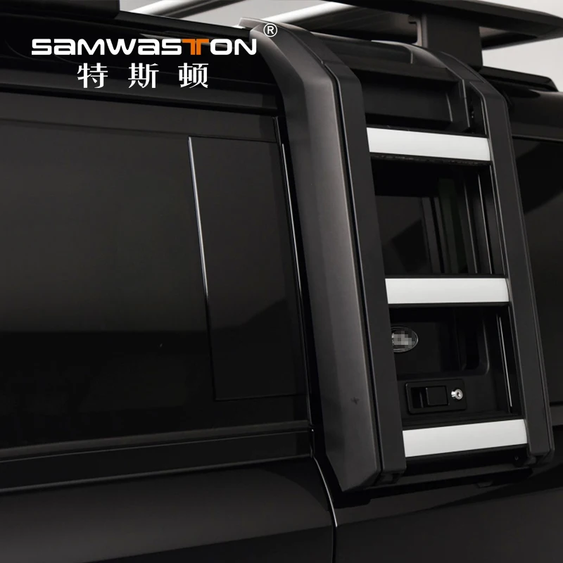 Escalera De Acceso Trasera De Aluminio Negra Para Land Rover Defender 90 Y 110 - Modelo DA3073B, Ligera Y Resistente