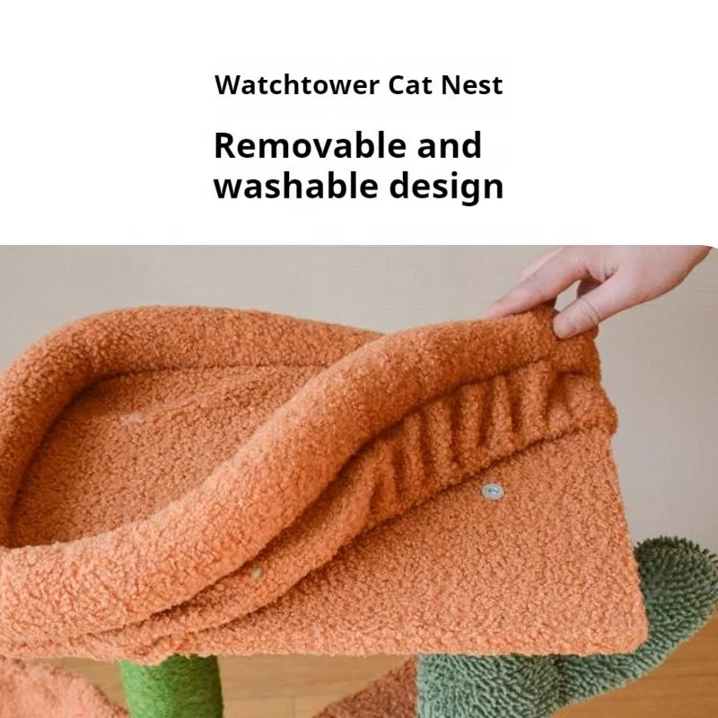 Kinghon Modern Cactus Cat Tree House Cat Tower for Indoor Cats Multi Level Condo Scratching Post Mat Pet Furniture