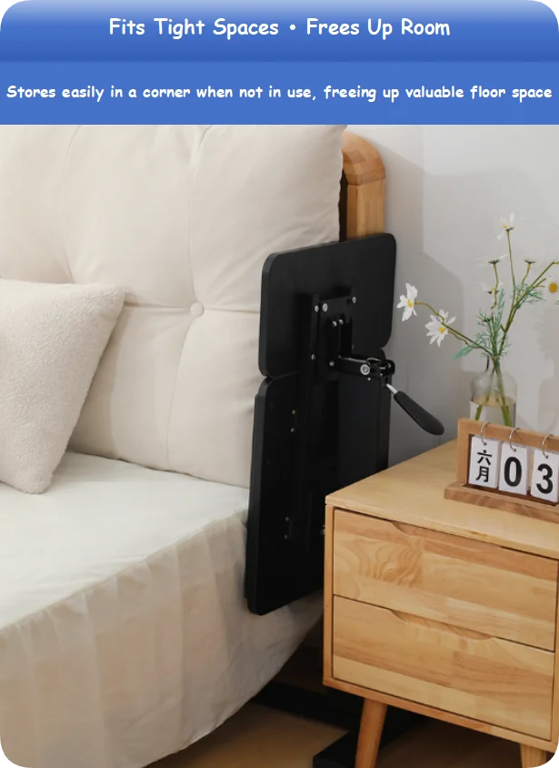 Foldable and Height Adjustable Overbed Table with Locking Wheels for Hospital, Home, Office Use supplier