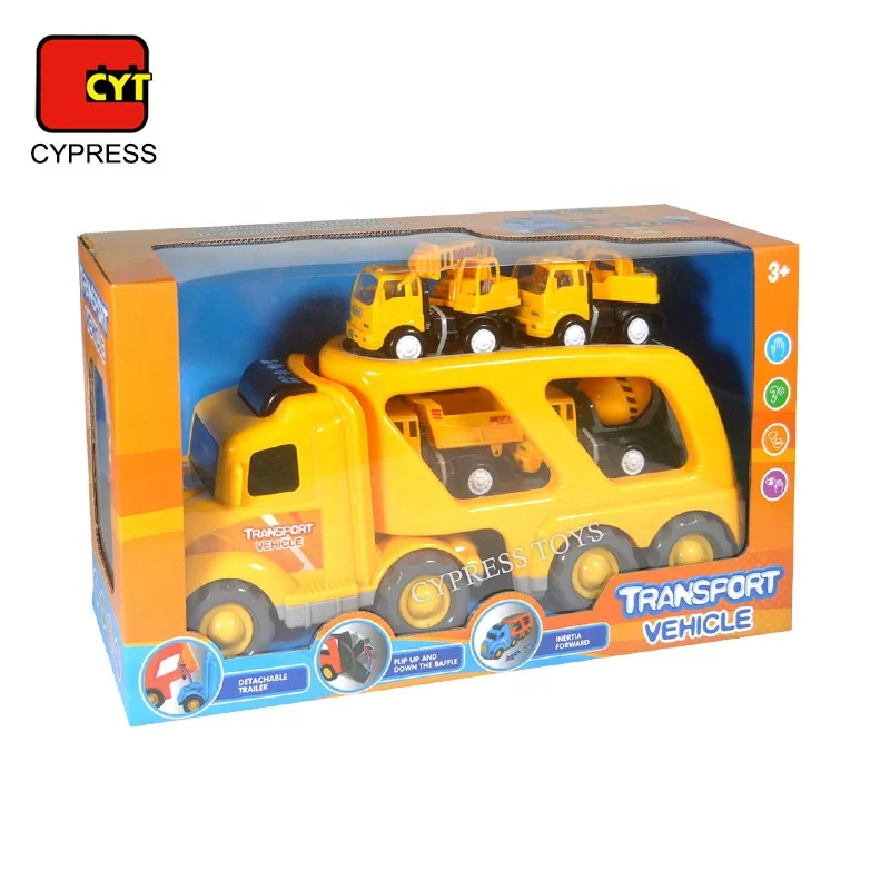 Inertia Powered Engineering Transport Truck Toy Trailer Toy Friction Toys Truck