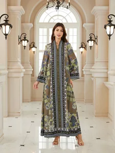 Women's Clothing Supplier Women's Fashion Clothing Muslim Women's Dress Long-sleeved Printed Sequined Ladies' Robe