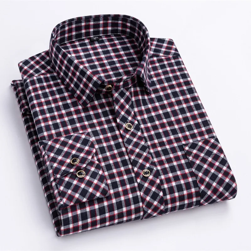 Spring And Autumn New Men's Loose Long-sleeved Shirt Youth Plaid Casual ...