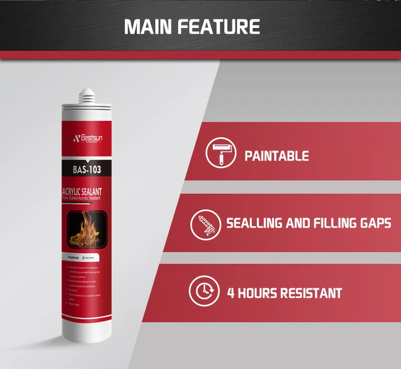 Fv0 Fire Stop Acrylic Sealant Fire Rated Joint Filler Red Black