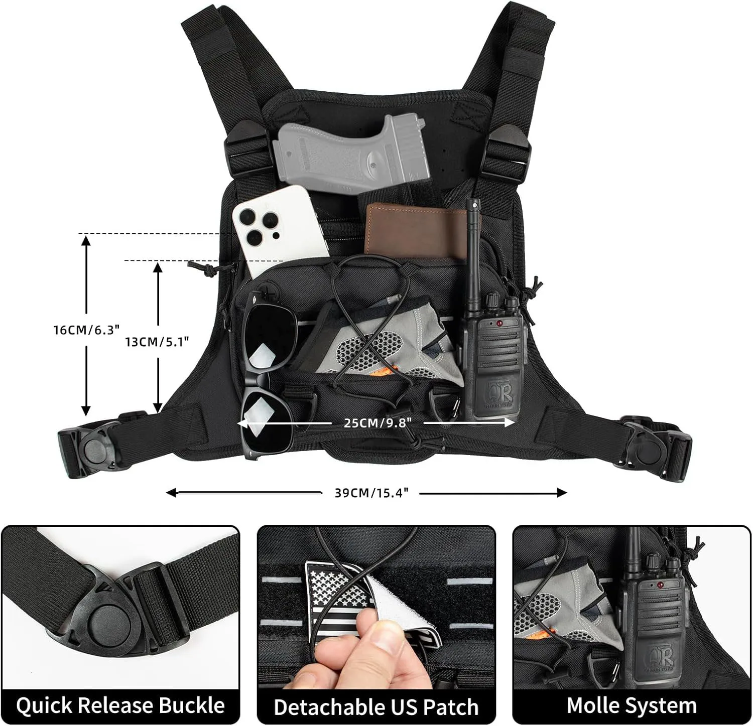 Free Sample Jacquard Tactical Modular Waterproof Internal Frame Chest Rig Quick Release Vest Chest Bag with Molle Mag Pouch - Image 2