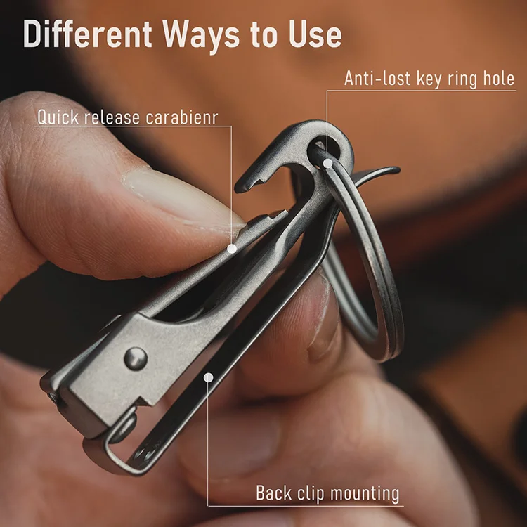 KeyUnity Titanium Carabiner Keychain Clip, Quick Release EDC Key