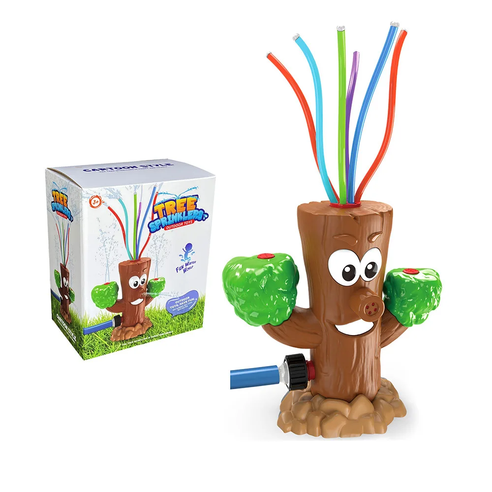Fun Cartoon Tree Stump Sprinkler Toy Outdoor Summer Activity Rotatable  Water Spray Bath Toy for Children Made of Durable Plastic