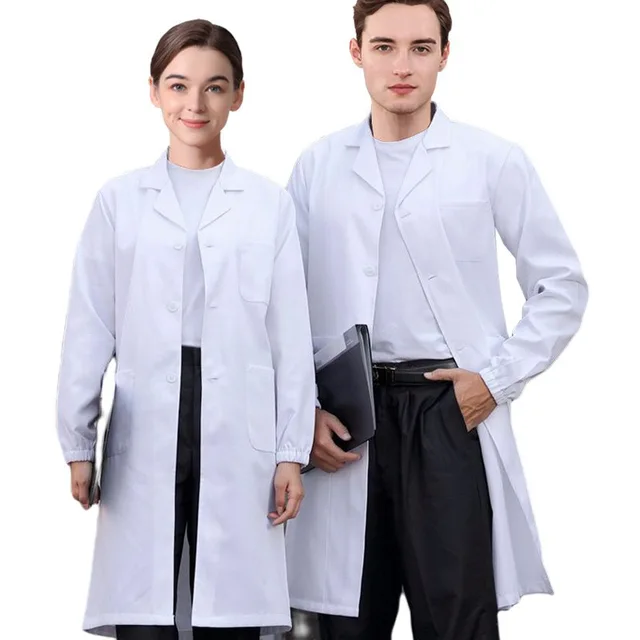 Long sleeve cotton white coat do LOGO food workshop laboratory doctor pharmacy men and women white coat laboratory clothes manuf