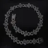 Chaîne 8 maillons en vitrail diamant gris noir avec fermoir diamant