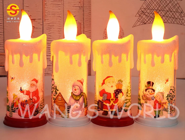 Snowman Santa Claus Led Electric Christmas Candle Light For Holiday