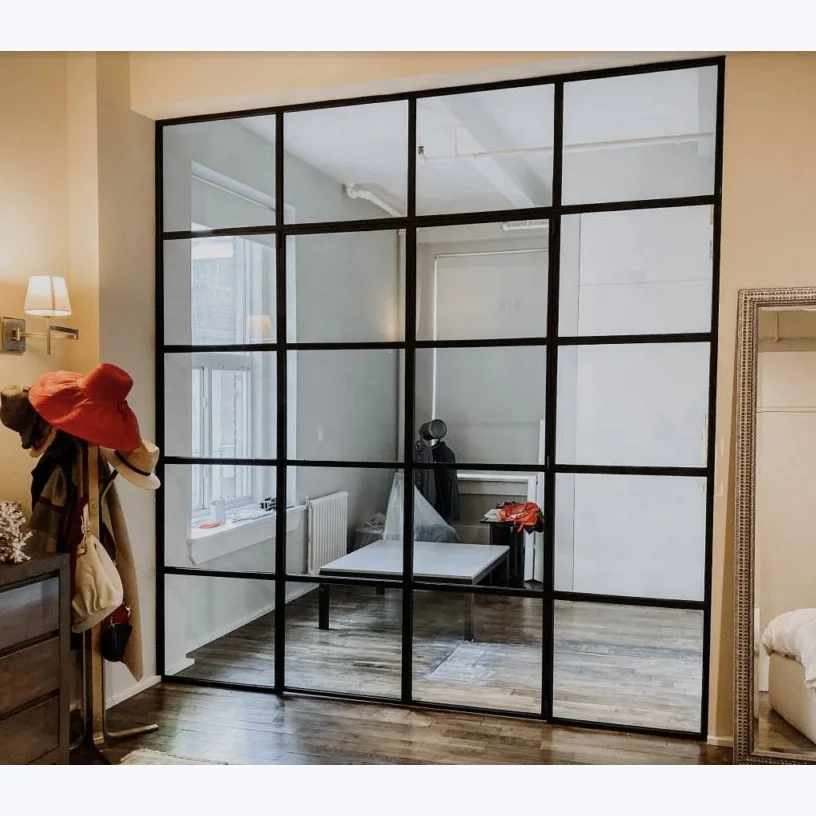 Customized Soundproof Sliding and Swing Crittall Style Interior Glass French Door