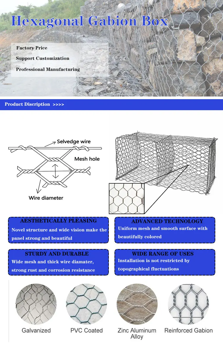 2x1x1 Hot Dip Galvanized Gabion Box Anping Factory Hexagonal Gabion Box ...