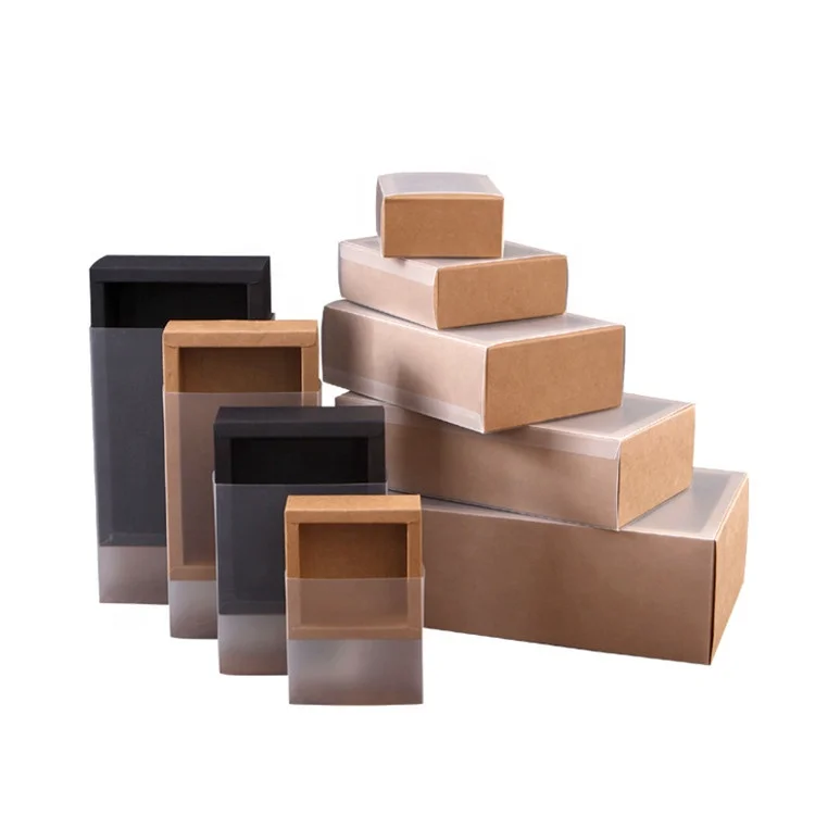 Factory Custom Logo Kraft Paper Drawer Packaging Box for Cookies Bread Wigs Frosted Cover Free Sample Embossing Matt Lamination