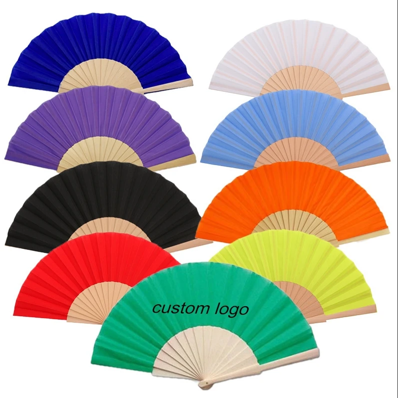 Wholesale Custom logo Spanish Fan Printed Folding Wooden Hand Fan Plastic Bamboo Spanish Fan for Wedding Favor Gifts and Dance