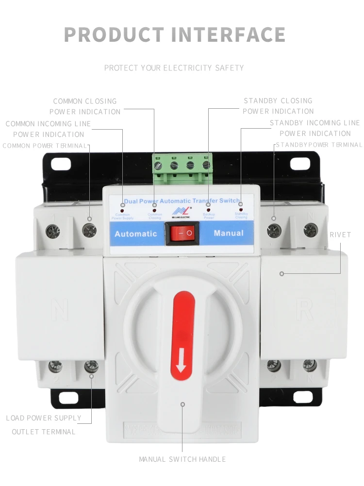 2p 63a Automatic Generator Ce Transfer Switch Controller Ats Dual Power ...