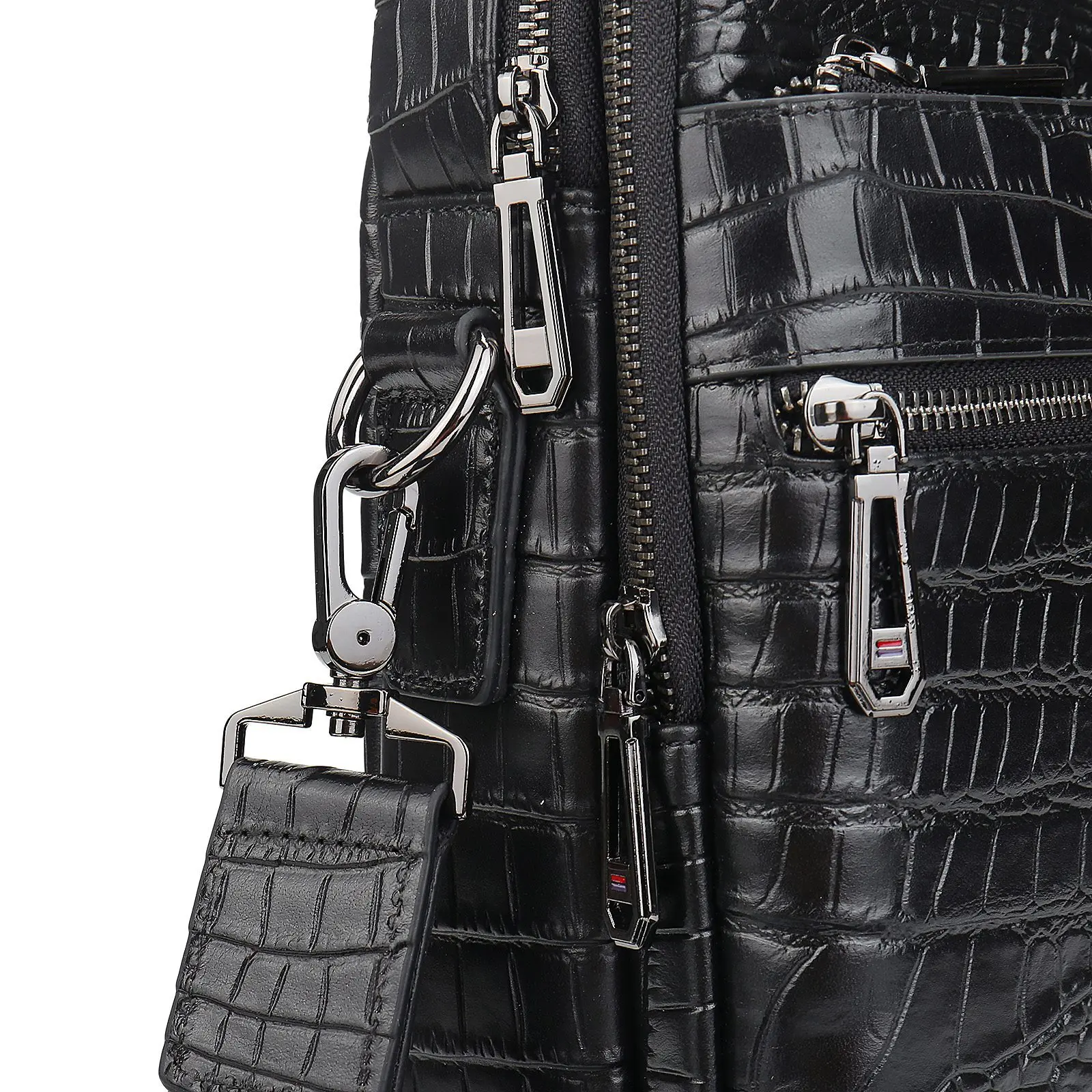 Real Cow Leather Cowhide 15.6 Inches Case Office Business Bag Black alligator crocodile Print Leather Computer Laptop Briefcases
