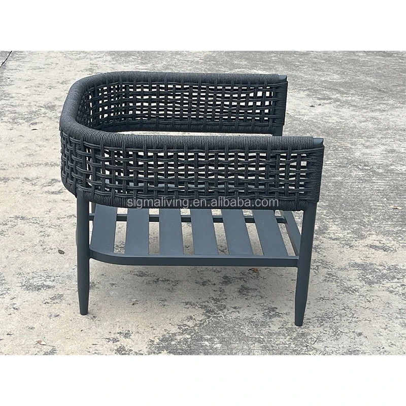 Rope furniture sofa Mixed outdoor aluminum casting patio sofa waterproof stain-proof garden sofa
