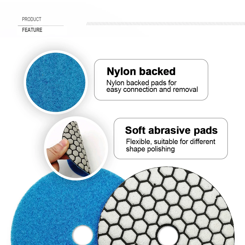 SHDIATOOL 4in/100mm Dry Flexible Resin Bond Diamond Polishing Disk Stone Marble Quartz Polishing Pad Abrasive Disc for Polisher