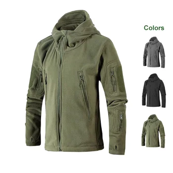 Wholesale Polar Fleece Jacket Men's Hoodie Fleece Coat 6 Zip-Pockets Winter Military Tactical Jacket Men Soft shell jacket