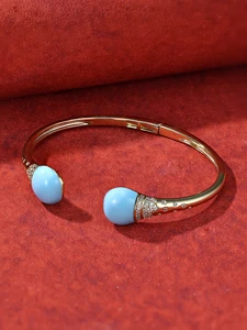 Bridetalk S925 Sterling Silver Gold Plated Zircon Vintage Dainty Bangles for Women-Wedding & Gift Jewelry