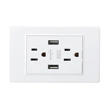 118 New Design  PC Plate wall charging power switch  US 6 port with 2 USB   wall outlet