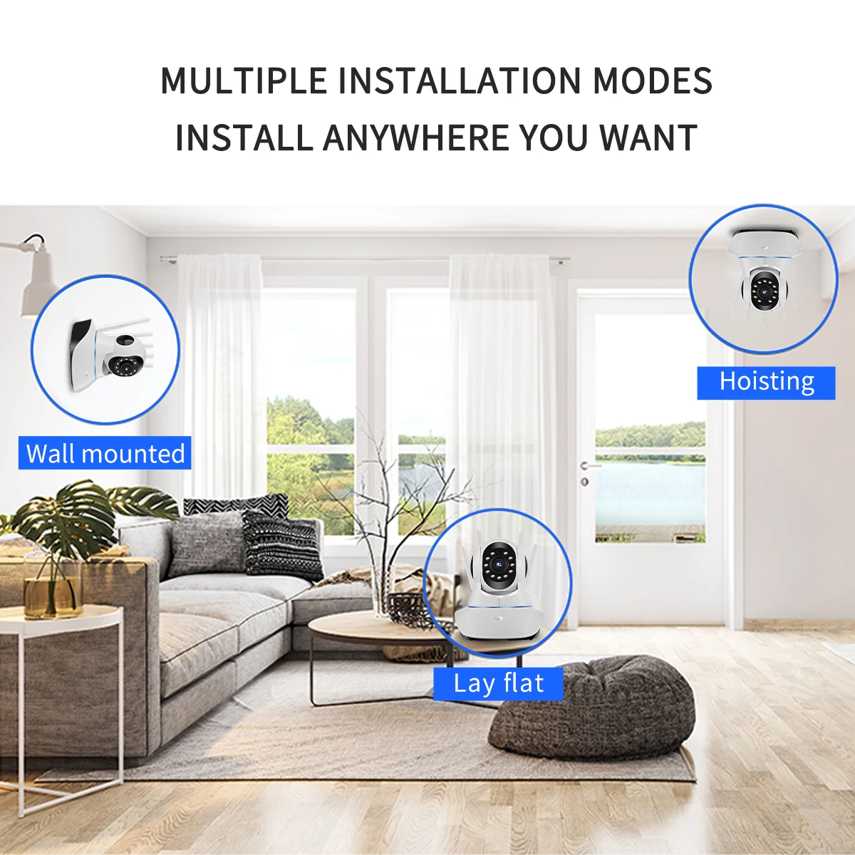 1080P HD Night Vision Camera, Indoor Outdoor Waterproof Wifi Home Security Mobile Phone Remote Monitoring Camera