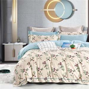 KOSMOS Low MOQ Customized Printed Flower Duvet Cover Set Soft Bedding Bed Sheet Set Pillow Case Sham for All Season