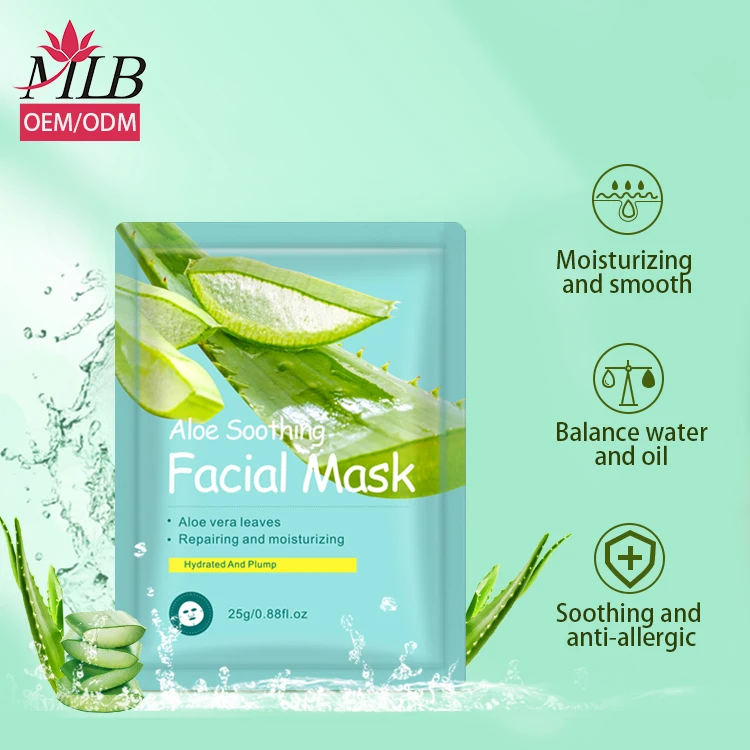 Korean Skin Care Hydrating Mono-sheet Tape Facial Mask Aloe Vera Plant Mask  Types Plant Extract Skin Care Face Maskss Beauty