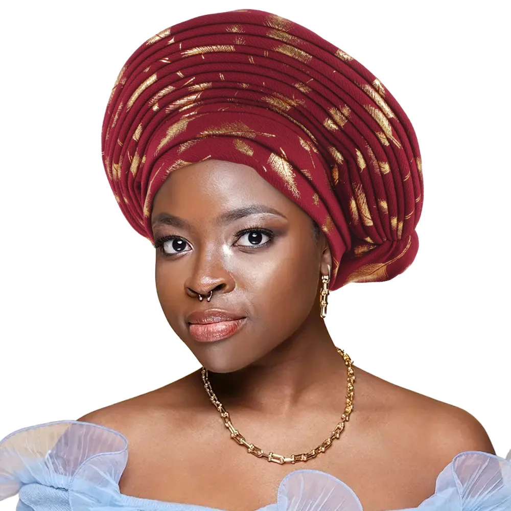 2025 New Turban Cap Head Wraps Nigerian Wedding Layered African