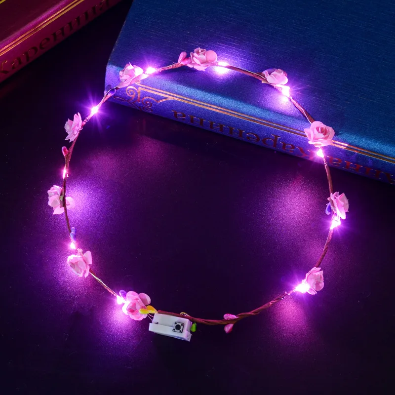 Led Flower Crown Headband Light Up Fairy Flower Hair Jewelry Multicolor