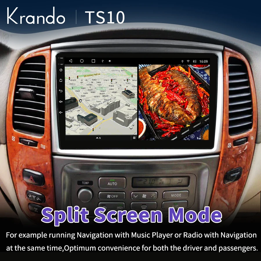 Krando 9" Car Multimedia for Toyota Land Cruiser LC100 Lexus LX470 2002 - 2007 Android Head Unit Wireless Carplay Android 14 5G