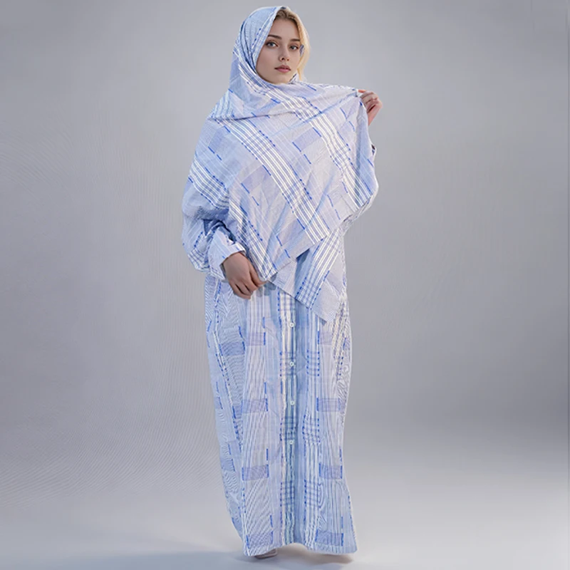 New Cotton Striped Cardigan Loose Large Size Elegant Business Casual Irregular Dress