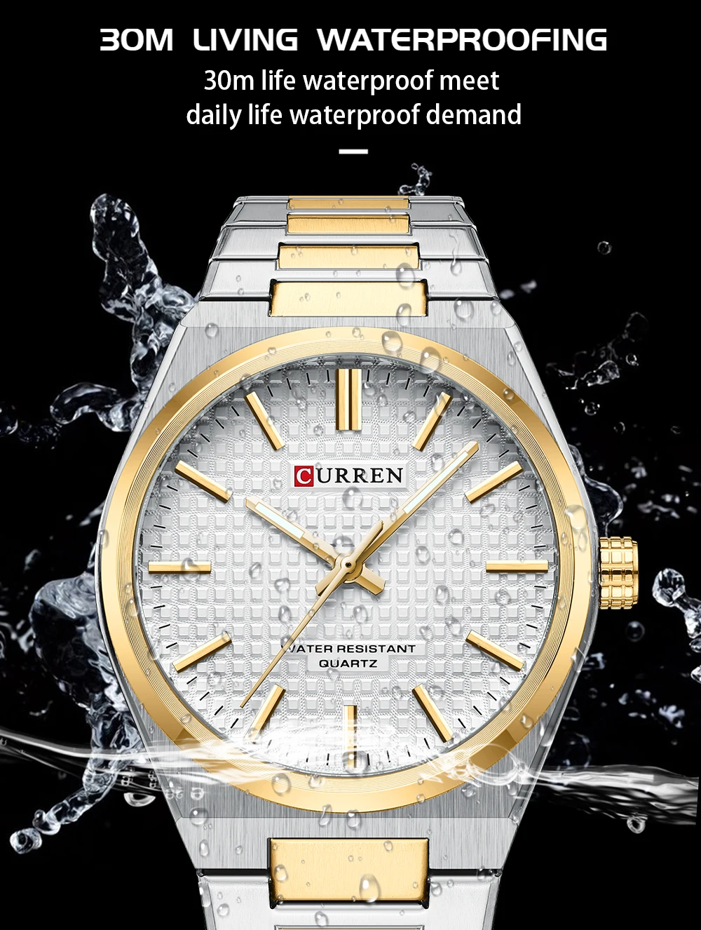 CURREN Quartz Men Watch Top Brand Luxury Business Cool Waterproof Male Clock Sport Stainless Steel Wristwatch Gift 8439