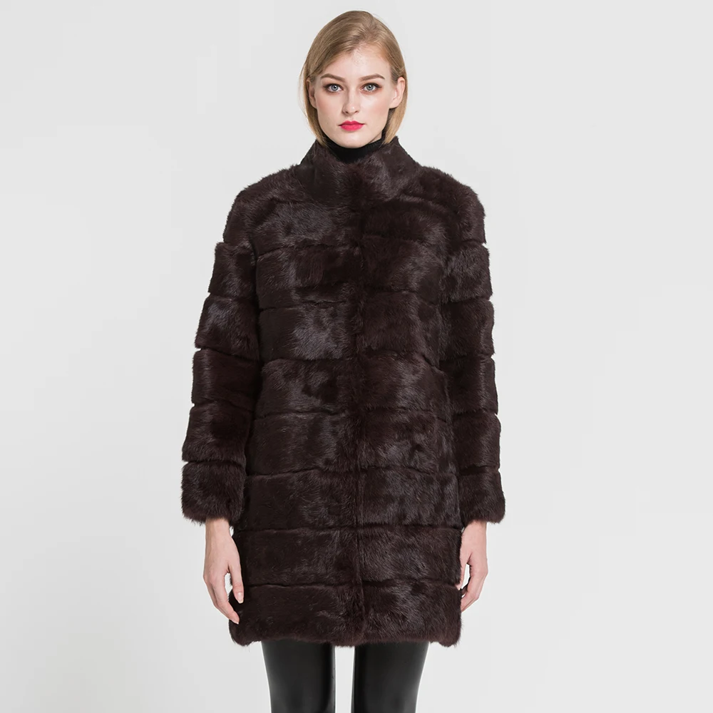 2022 Spring New Arrival Real Rabbit Fur Jacket Warm Soft Long Fur Coat for Women