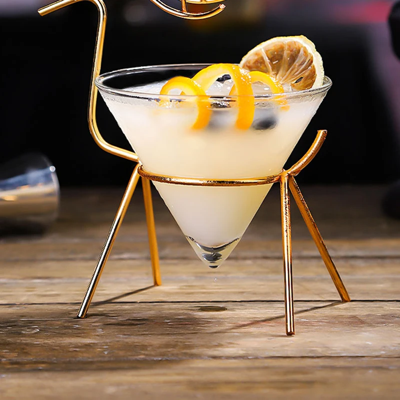Creative Personality Fawn Iron Frame Glass Crystal Cocktail Glass Martini Glass