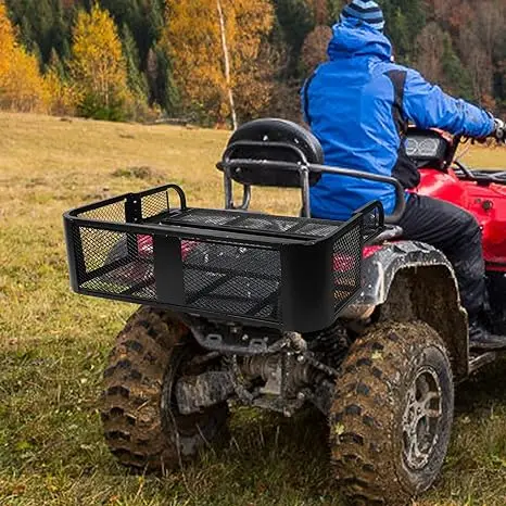 Rear Drop Mesh Cargo Basket Rack Hunting ATV Attachments for Luggage ...