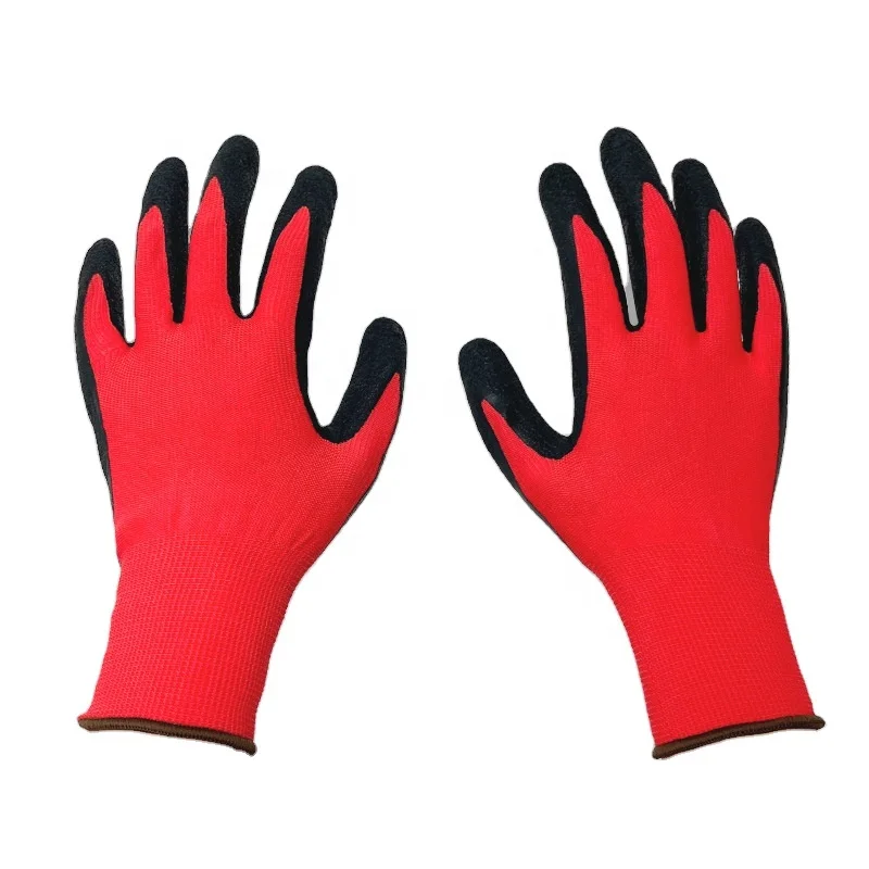 Customized Logo Hand Job Polyester Wrinkled Safety Work Gloves Men