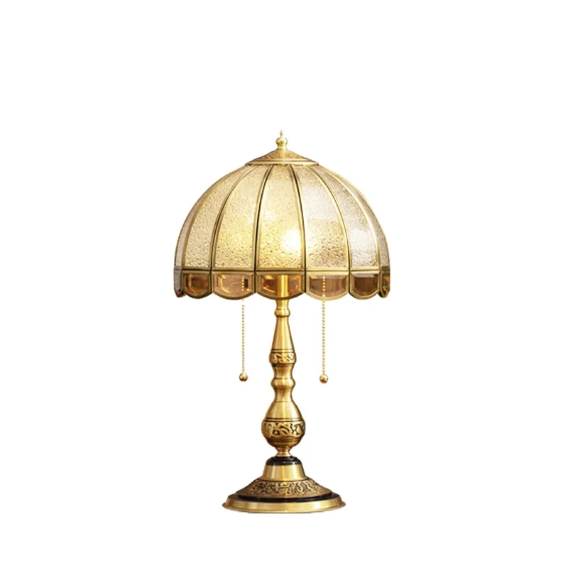 European retro table lamp American luxury pure brass master bedroom wedding room warm and romantic bedside lamp living room